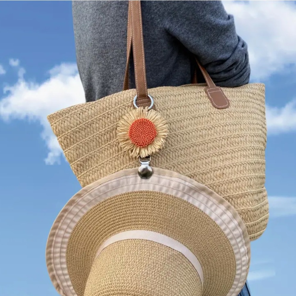 Bohemian Style Tangerine & Orange SUNFLOWER Hat Clip